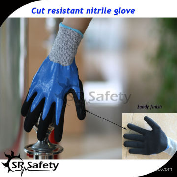 SRSAFETY 13G knitted liner nitrile coated Anti-cut work gloves/cut and chemical resistant gloves